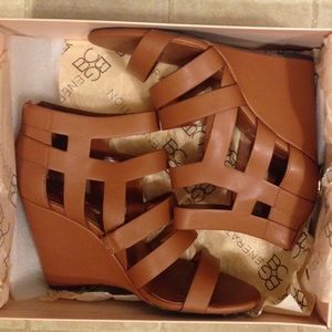 BCBG Maya Cutout Bootie Strappy Wedge